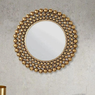 Chic and Elegant Design Beaded Metal Wall Mirror | 24 inches