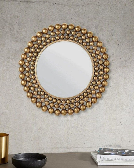 Chic and Elegant Design Beaded Metal Wall Mirror | 24 inches