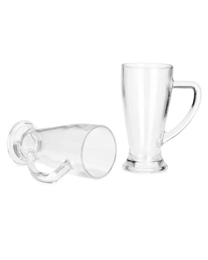 Stylish Clear Glass Beer Mugs | 250ml | Set of 2