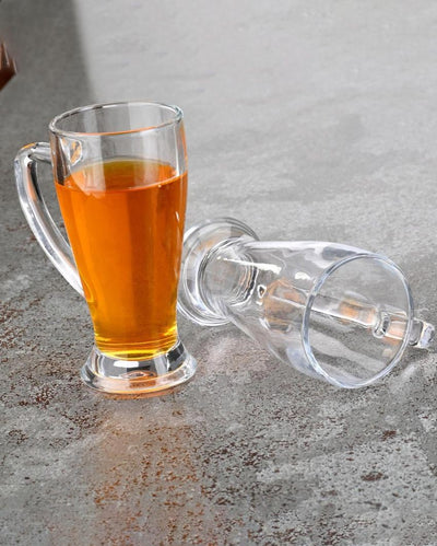 Stylish Clear Glass Beer Mugs | 250ml | Set of 2