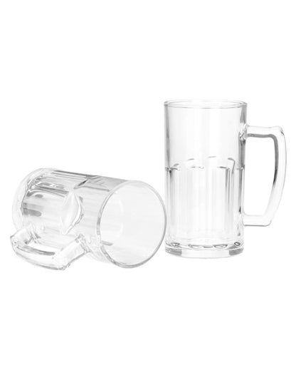 Thick Clear Glass Beer Mugs | 600ml | Set of 2