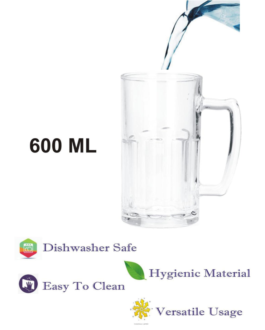 Thick Clear Glass Beer Mugs | 600ml | Set of 2