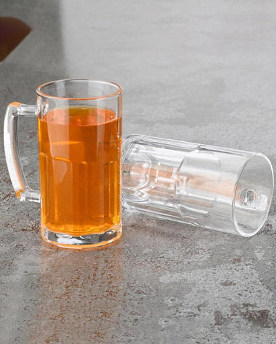 Thick Clear Glass Beer Mugs | 600ml | Set of 2