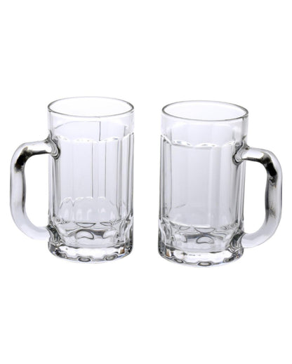 Modern Clear Glass Beer Mugs | 400ml | Set of 2