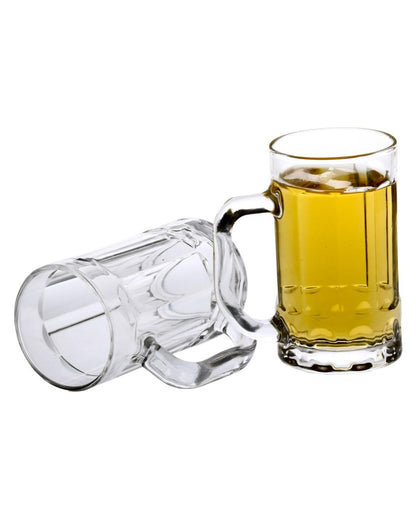 Modern Clear Glass Beer Mugs | 400ml | Set of 2