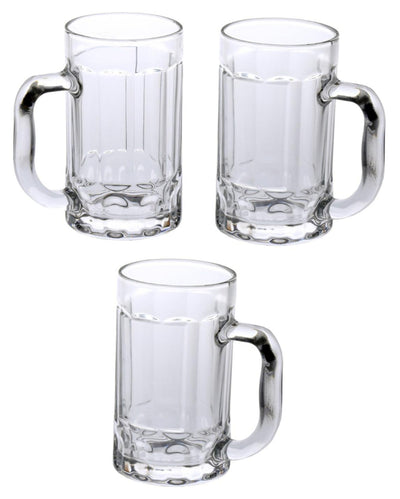 Classic Clear Glass Beer Mugs | 400ml | Set of 3