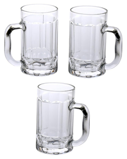 Classic Clear Glass Beer Mugs | 400ml | Set of 3