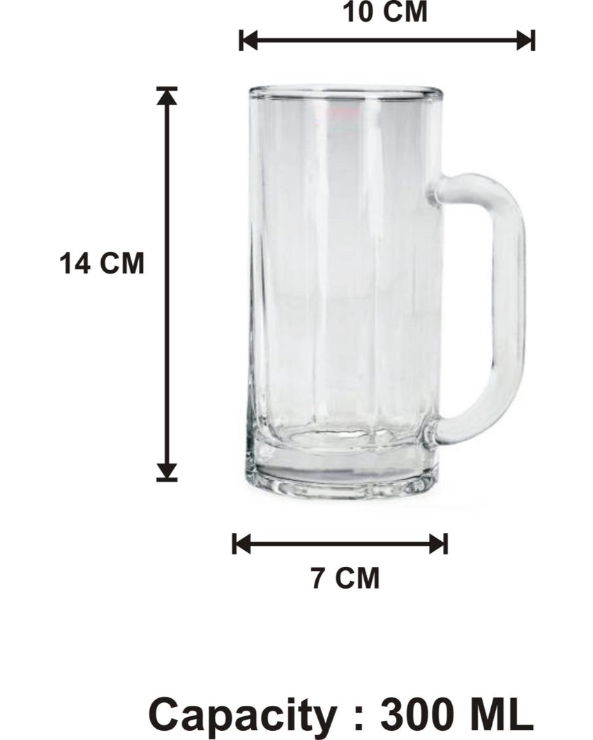Heavy-Duty Clear Glass Beer Mugs | 300ml | Set of 6