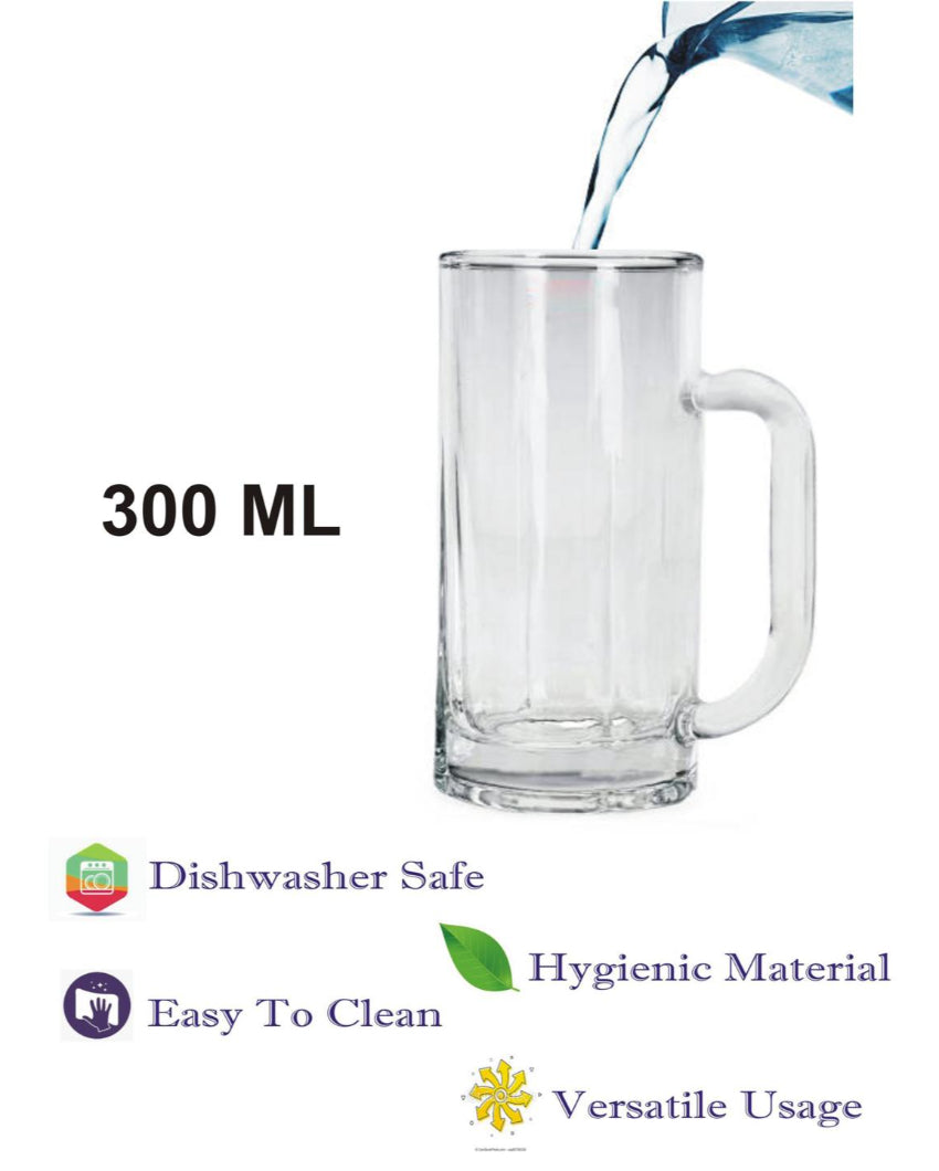 Heavy-Duty Clear Glass Beer Mugs | 300ml | Set of 6