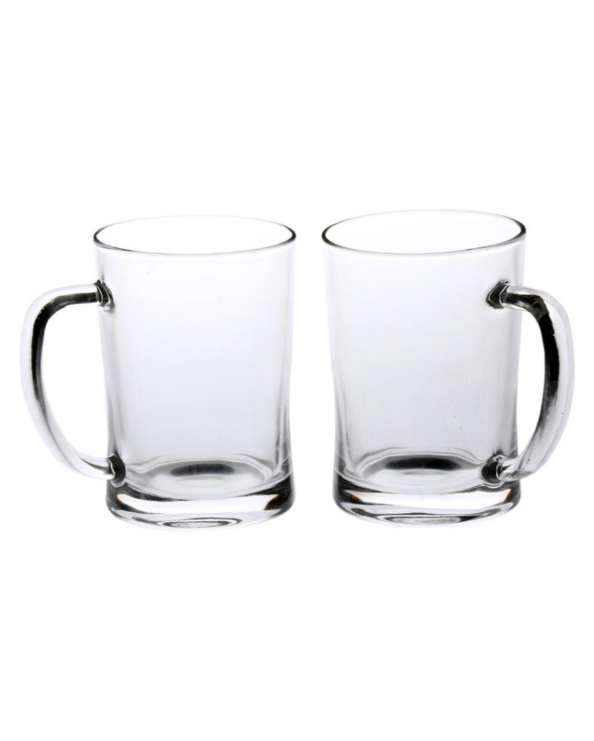 Crystal-Clear Glass Beer Steins | 370ml | Set of 2