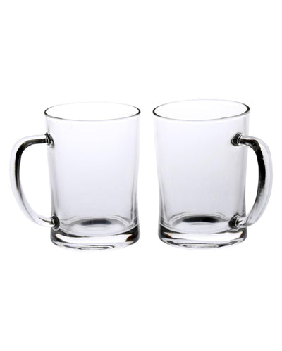 Crystal-Clear Glass Beer Steins | 370ml | Set of 2