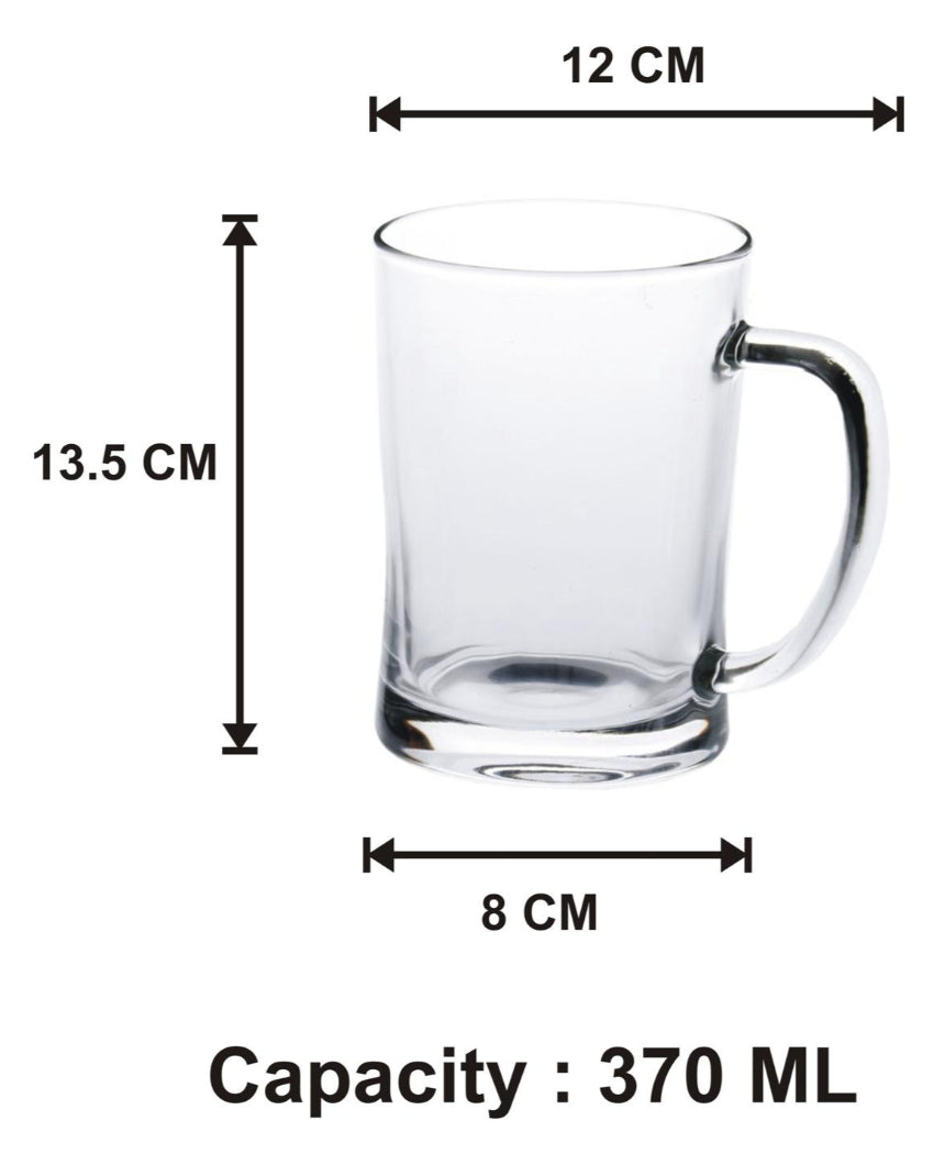 Crystal-Clear Glass Beer Steins | 370ml | Set of 2