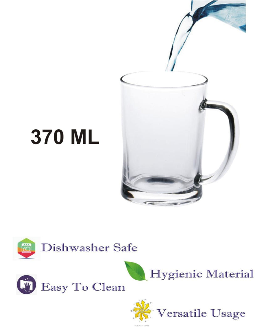 Crystal-Clear Glass Beer Steins | 370ml | Set of 2