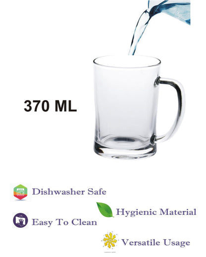 Crystal-Clear Glass Beer Steins | 370ml | Set of 2