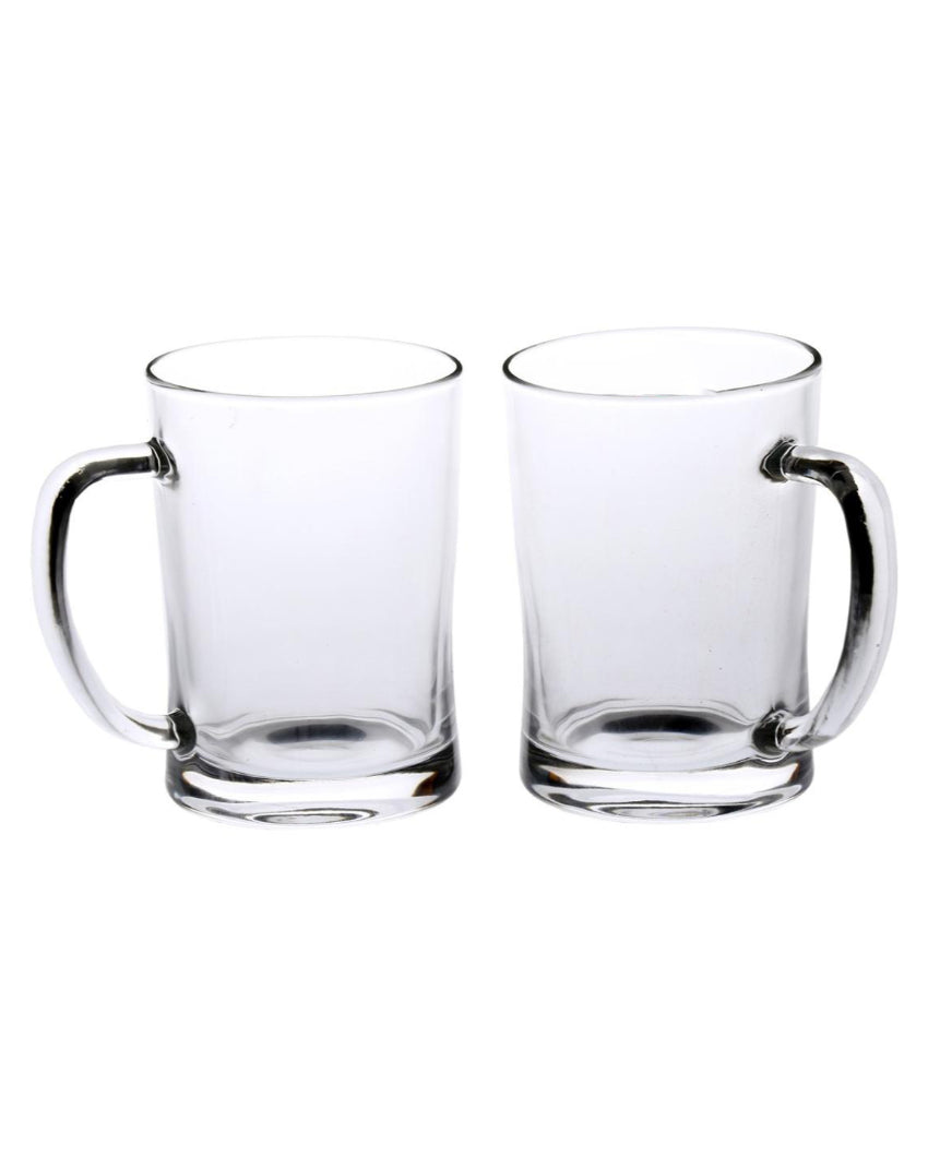 Crystal-Clear Glass Beer Steins | 370ml | Set of 2