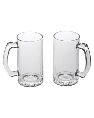 Minimalist Clear Glass Beer Mugs | 500ml | Set of 2