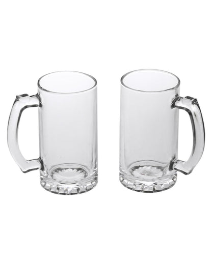 Minimalist Clear Glass Beer Mugs | 500ml | Set of 2