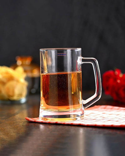 Bar Utility Clear Beer Glass With Handle  | 400ml |  Set of 2  |  3 x 5 inches