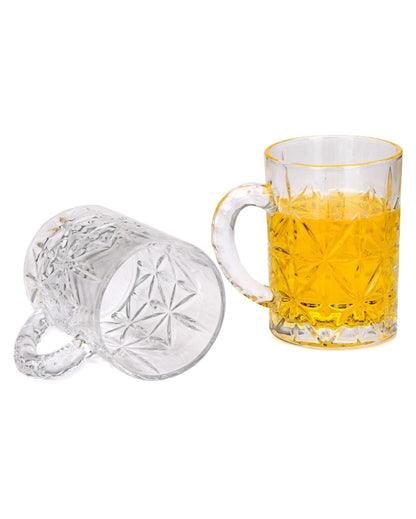 Elegant Frosted Glass Beer Mugs | 450ml | 4 x 5 inches