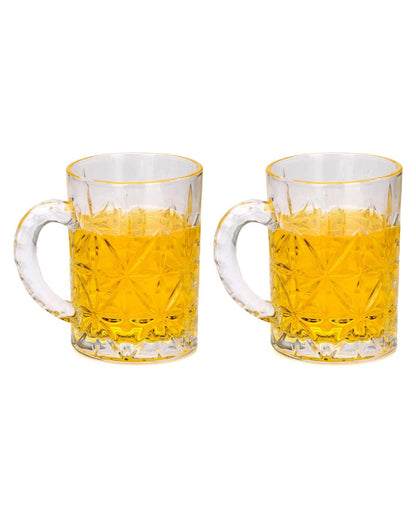 Elegant Frosted Glass Beer Mugs | 450ml | 4 x 5 inches