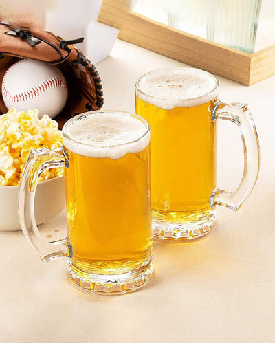 Fun Gatherings Clear Beer Glass With Handle  | 500ml |  Set of 2  |  3 x 6 inches
