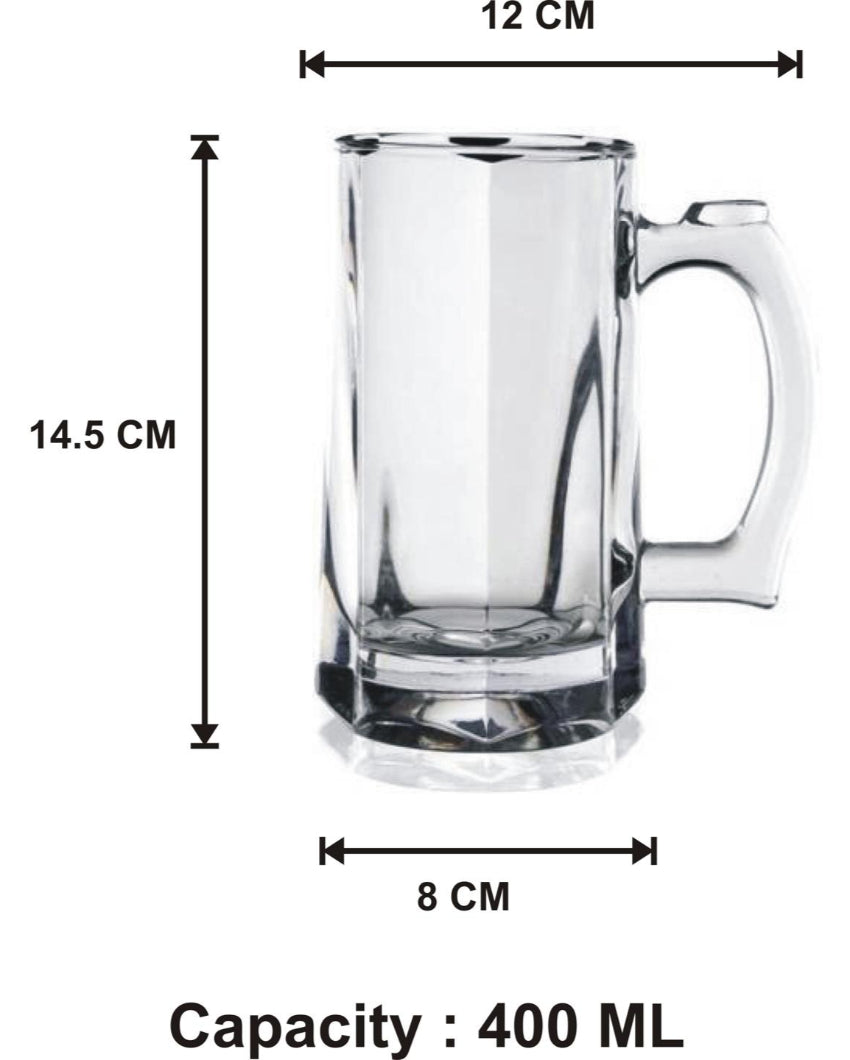 Crystal Clear Glass Beer Mugs | 400ml  | 4 x 6 inches