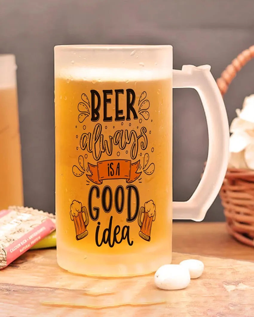 Cheers Funny Quotes Printed Glass Beer Mug | 450ml Style 1