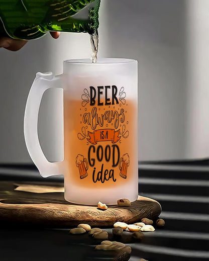 Cheers Funny Quotes Printed Glass Beer Mug | 450ml Style 1