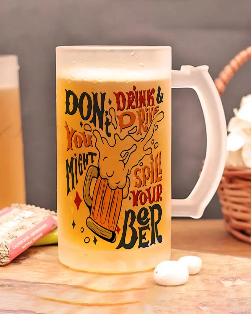 Cheers Funny Quotes Printed Glass Beer Mug | 450ml Style 2