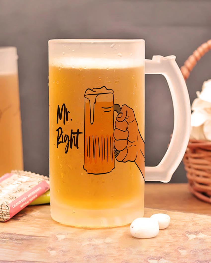 Funny Quotes Printed Glass Beer Mug | Set of 2 | 450ml