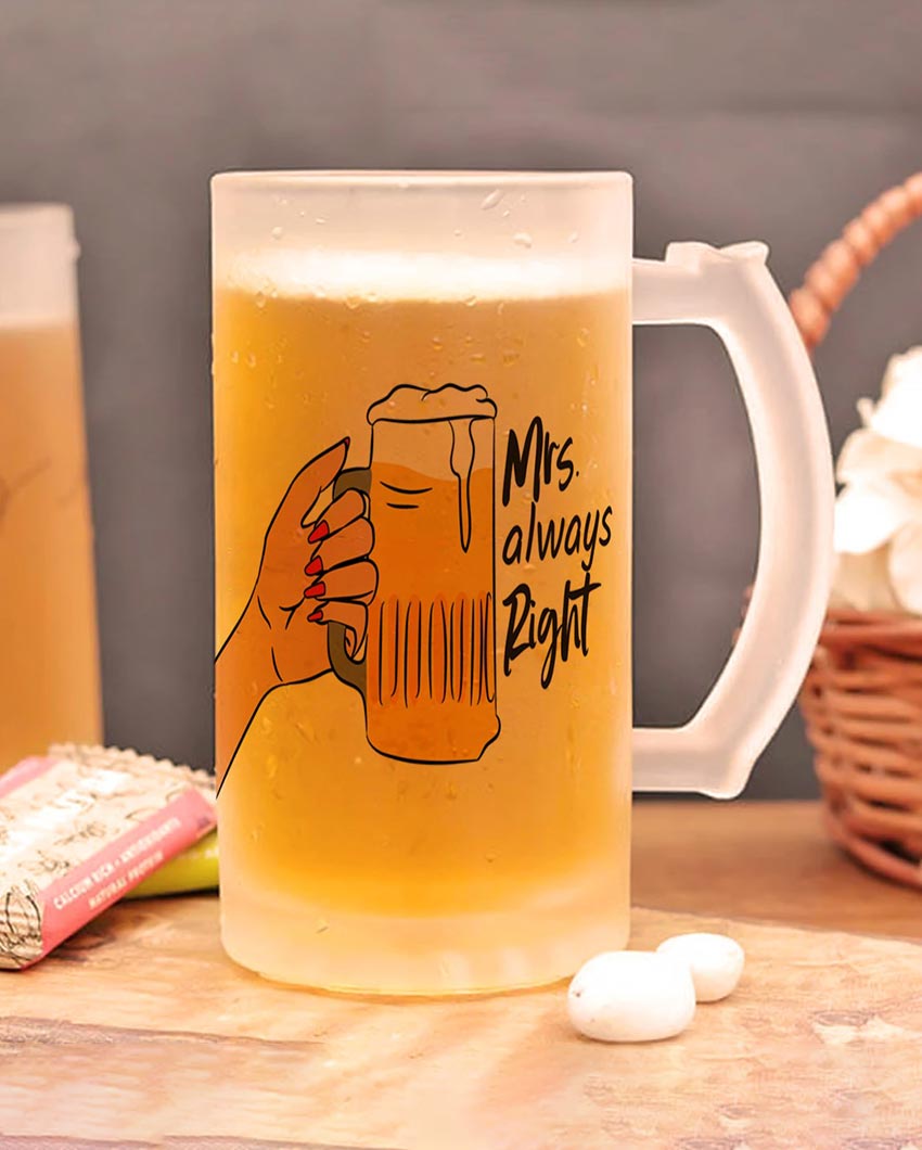 Funny Quotes Printed Glass Beer Mug | Set of 2 | 450ml