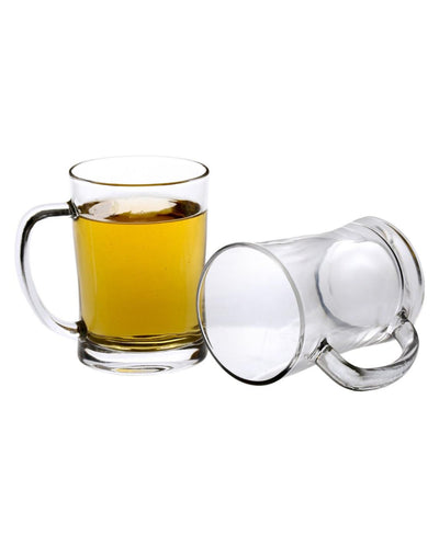 Elegant and Sturdy Clear Glass Beer Mugs | 370ml | Set of 2