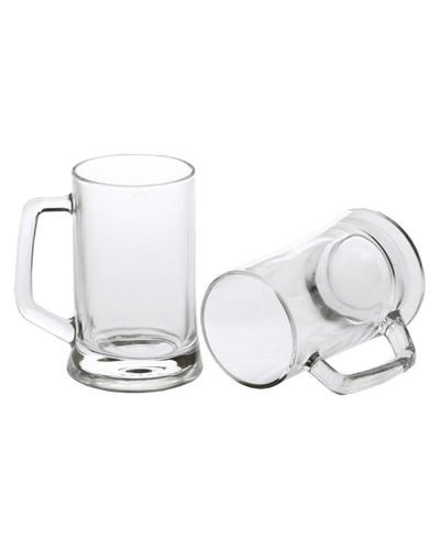 Crystal Clear Glass Beer Mugs | 400ml | Set of 2
