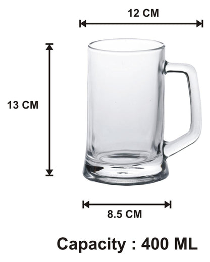 Crystal Clear Glass Beer Mugs | 400ml | Set of 2