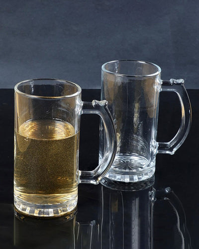 Festive Fun Clear Beer Glass With Handle  | 500ml |  Set of 2  |  3 x 6 inches