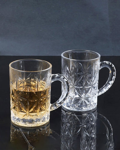 Everyday Use Transparent Mug With Handle  | 400ml |  Set of 2  |  3 x 5 inches