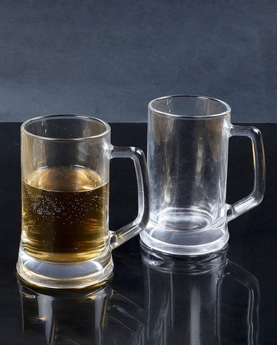 Drinkware Classic Transparent Glass Mug With Handle  | 400ml |  Set of 2  |  3 x 5 inches