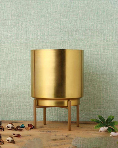 Ember Gold Metal Planter with Stand | Plant not included