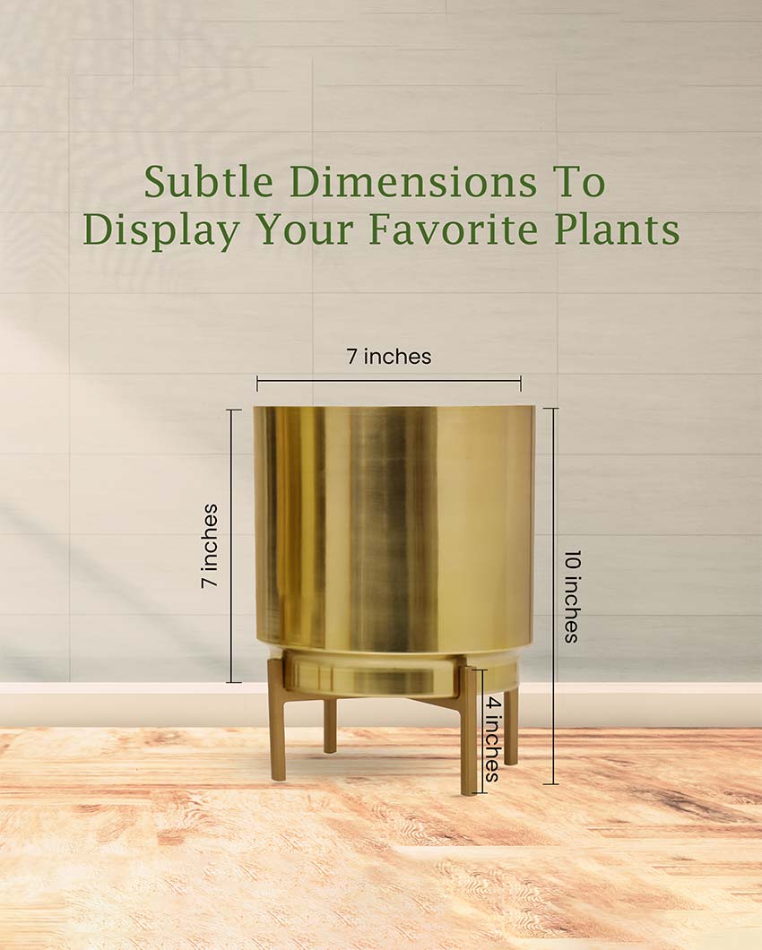 Ember Gold Metal Planter with Stand | Plant not included