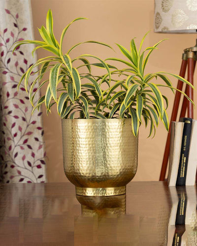 Lovely Mist Hammered Textured Metal Planter | Plant not included