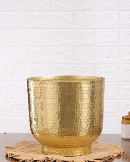 Lovely Mist Hammered Textured Metal Planter | Plant not included