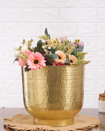 Lovely Mist Hammered Textured Metal Planter | Plant not included