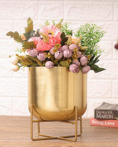 Olive Metal Planter with Stand | 8 x 10 inches | Plant not included