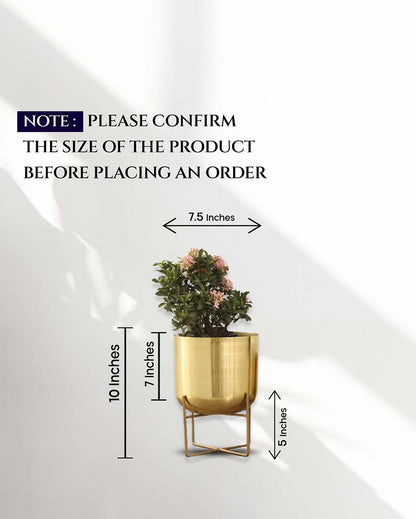 Olive Metal Planter with Stand | 8 x 10 inches | Plant not included