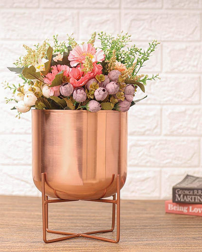 Olive Metal Planter with Stand | 8 x 10 inches | Plant not included