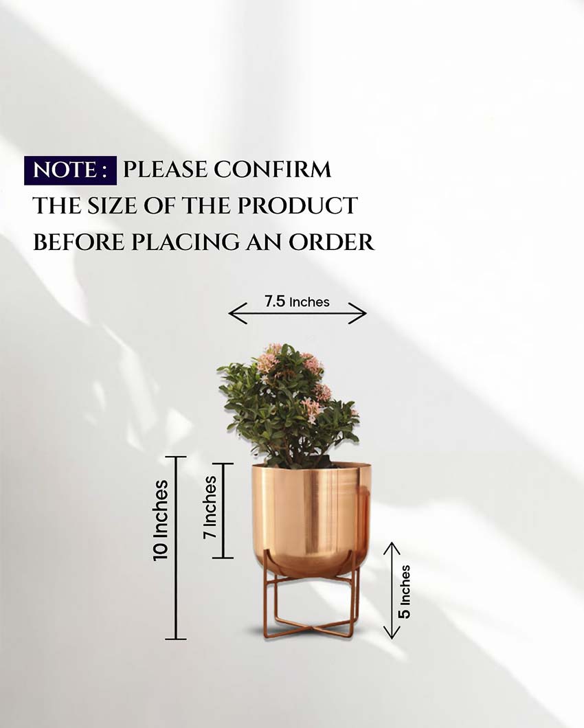 Olive Metal Planter with Stand | 8 x 10 inches | Plant not included