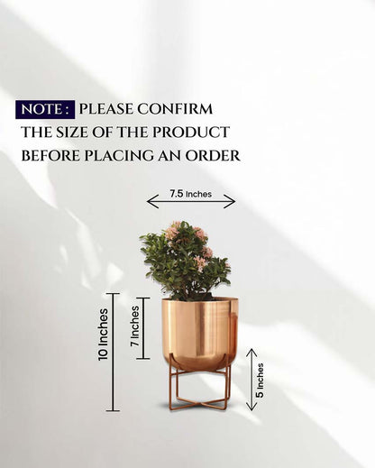 Olive Metal Planter with Stand | 8 x 10 inches | Plant not included