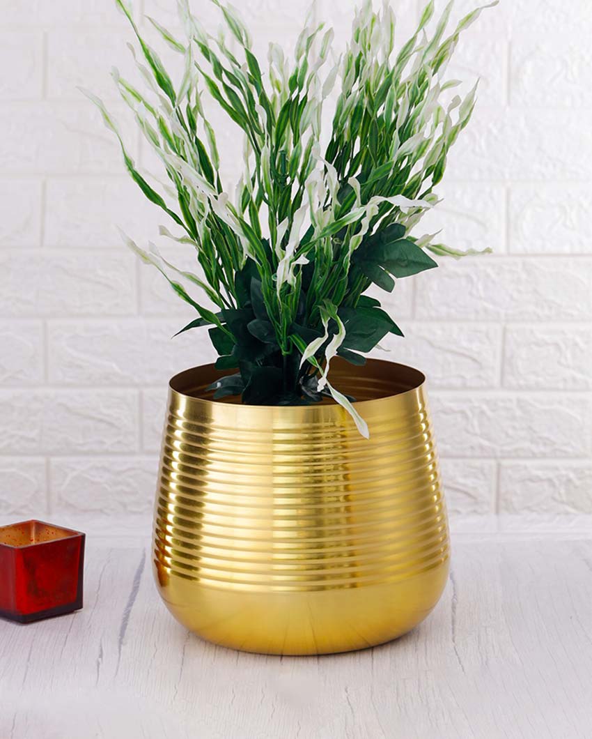 Ved Sophisticated Gold Metal Planter | Plant not included