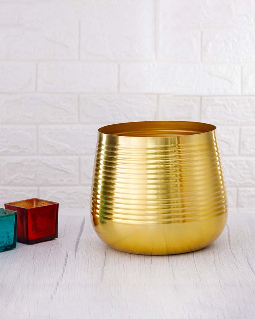 Ved Sophisticated Gold Metal Planter | Plant not included