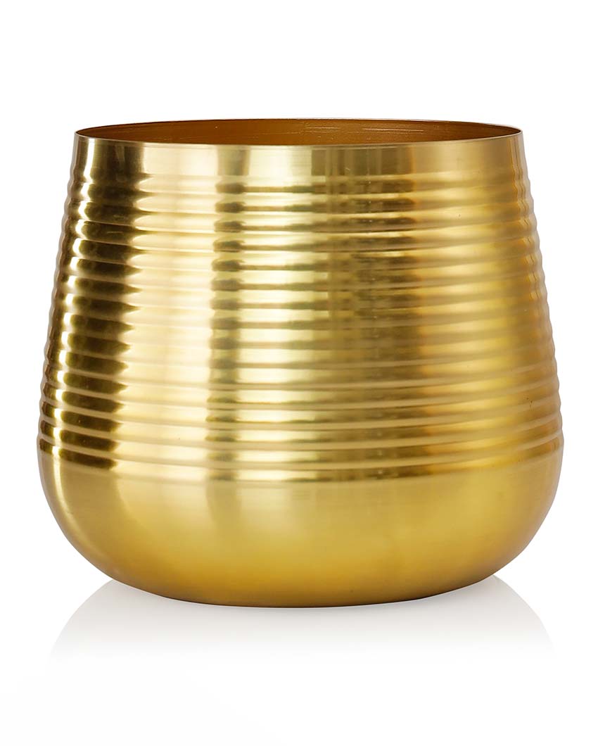 Ved Sophisticated Gold Metal Planter | Plant not included